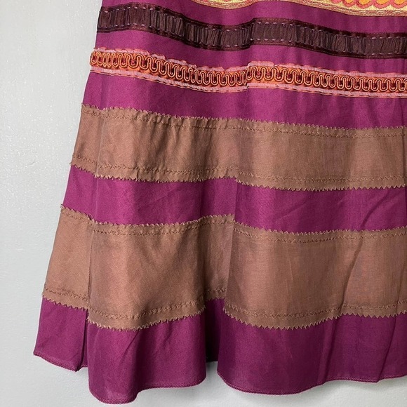 THE Limited A-Line Ribbon Trim Striped Purple Gold Bohemian Skirt Women's Size 0 - Picture 8 of 15